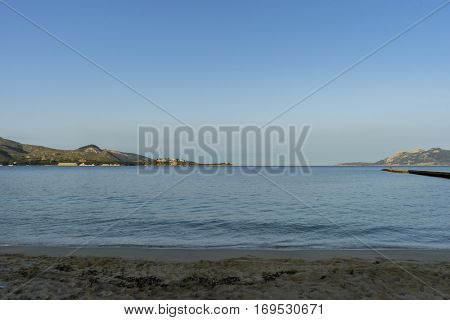 Mediterranean seaside on the island of Ibiza in Spain, holiday and summer scene