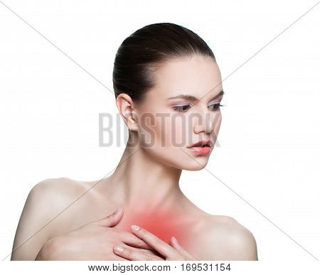 Woman Having a Pain in a Heart Area
