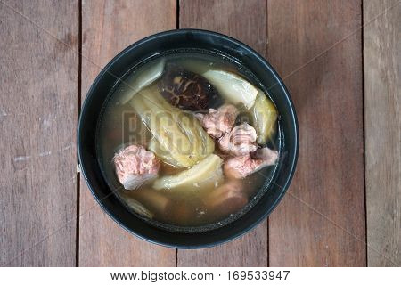 Gourd steamed pork ribs is Asia tranditional soup food