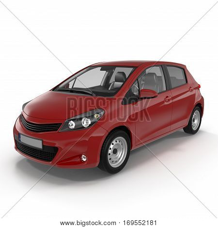Generic hatchback car on white background. 3D illustration