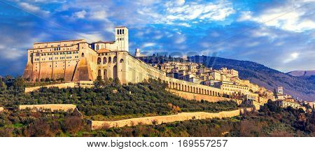 Impressive medieval Assisi town - religious center of Umbria. Italy