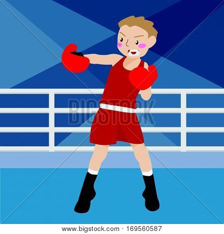 boxing athletic sport vector cartoon illustration set