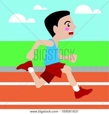 Running athletic sport vector cartoon illustration set