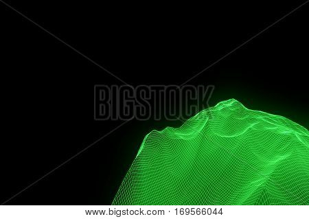 Mountain in Wireframe Hologram Style. Nice 3D Rendering