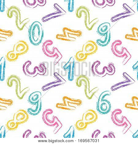 Colorful numbers on white background. Seamless pattern