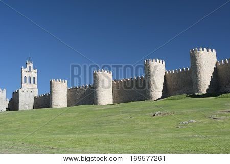 Avila (Castilla y Leon Spain): the famous medieval walls surrounding the city