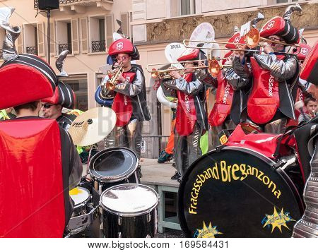 Guggenmusic Fracassband Sounds In The Town Hall Square And The Streets In Celebration.