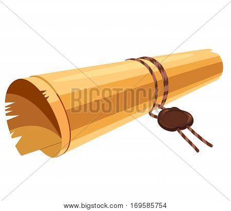 cartoon pirate treasure map curled into a roll