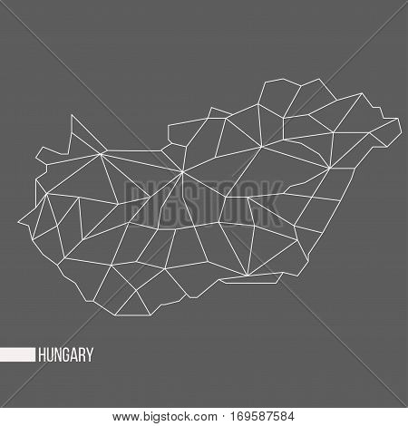Abstract polygonal geometric Hungary minimalistic vector map isolated on grey background