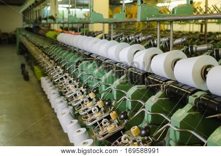 Textile industry - Weaving and warping. Machinery and equipment in a spinning production company