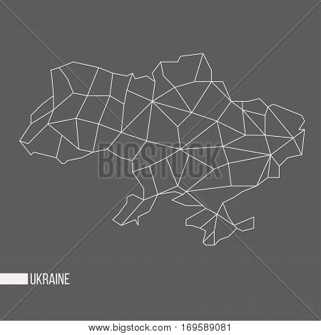 Abstract polygonal geometric Ukraine minimalistic vector map isolated on grey background