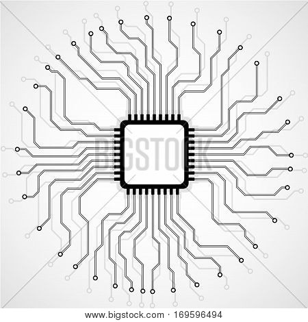 Abstract cpu. Microprocessor. Microchip. Circuit board. Vector