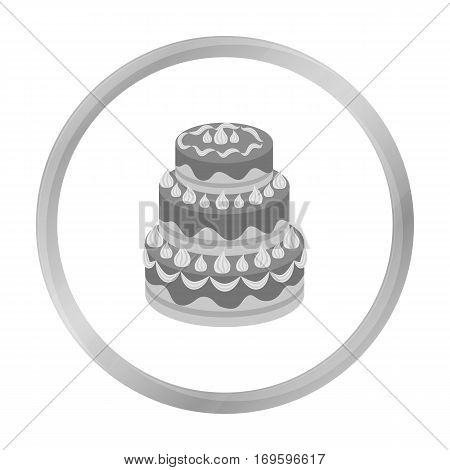 Red three-ply cake icon in monochrome design isolated on white background. Cakes symbol stock vector illustration.
