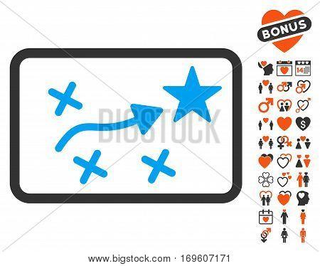 Route Plan pictograph with bonus romantic icon set. Vector illustration style is flat iconic elements for web design app user interfaces.