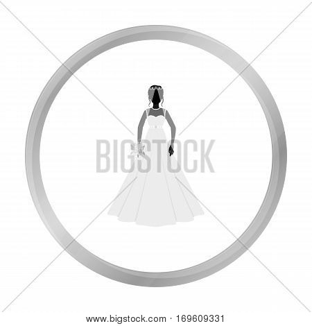 Bride icon in monochrome design isolated on white background. Bride symbol stock vector illustration.