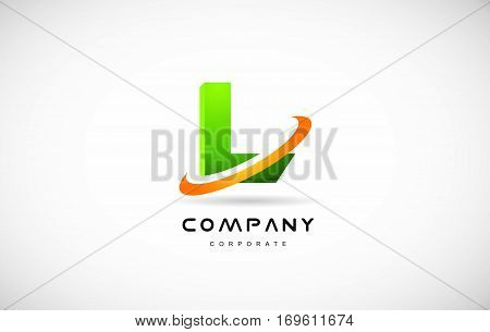 l green 3d letter technology media alphabet vector company logo icon sign design template