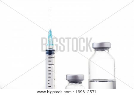 Medicine in vials and syringe ready for vaccine injection Cancer Treatment Pain Treatment and can also be abused for an illegal use