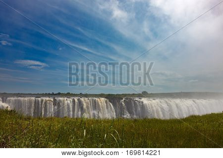 The Drop Of Water On The Victoria Falls On The African River Zambezi