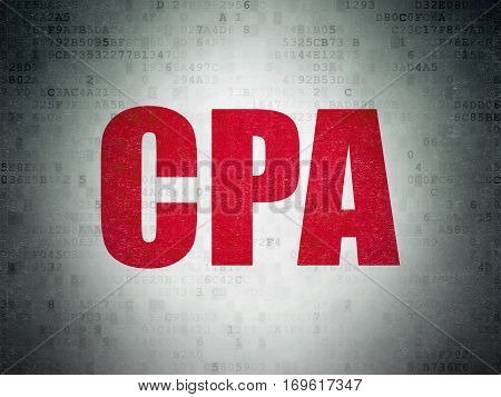 Business concept: Painted red word CPA on Digital Data Paper background