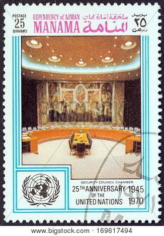 MANAMA DEPENDENCY - CIRCA 1970: A stamp printed in United Arab Emirates from the 