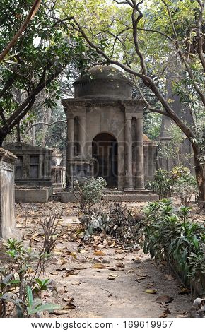 KOLKATA, INDIA - FEBRUARY 08: Kolkata Park Street Cemetery, inaugurated 1767, on February 08, 2016 in Kolkata, India.