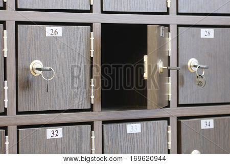 Interior of a locker room in fitness club