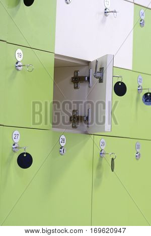 Interior of a locker room in fitness club