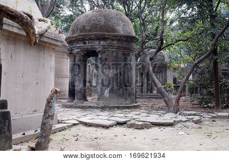 KOLKATA, INDIA - FEBRUARY 08: Kolkata Park Street Cemetery, inaugurated 1767, on February 08, 2016 in Kolkata, India.