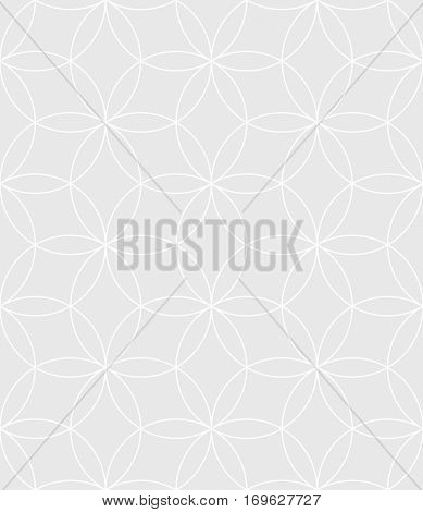 Neutral Seamless Linear Pattern. Tileable Geometric Outline Ornate. Circles Vector Background.