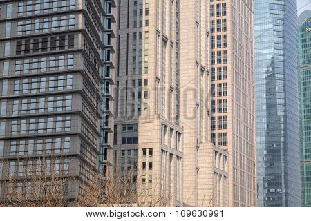 SHANGHAI - FEBRUARY 29: Lujiazui financial district skyscrapers buildings landscape in Shanghai,Shanghai Lujiazui is one of the most influential financial center of China, February 29, 2016.