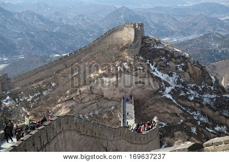 BADALING - FEBRUARY 24:  The Great Wall of China in Badaling, China, February 24, 2016.