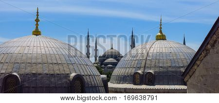 The Blue Mosque And Saint Sophie Cathedral, Istanbul, Turkey.