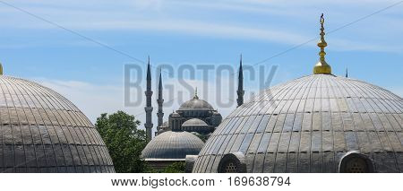 The Blue Mosque And Saint Sophie Cathedral, Istanbul, Turkey.