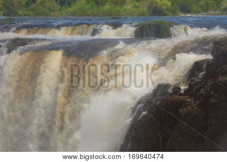The Drop Of Water On The Victoria Falls On The African River Zambezi