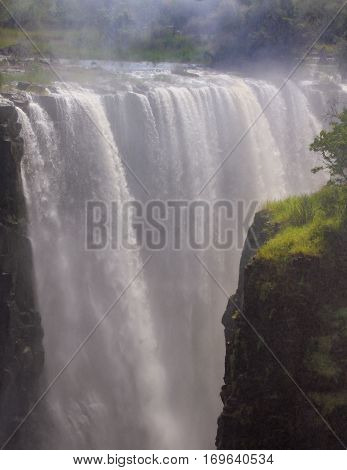 The Drop Of Water On The Victoria Falls On The African River Zambezi