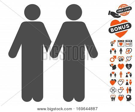 Adult Friends pictograph with bonus valentine clip art. Vector illustration style is flat iconic symbols for web design app user interfaces.