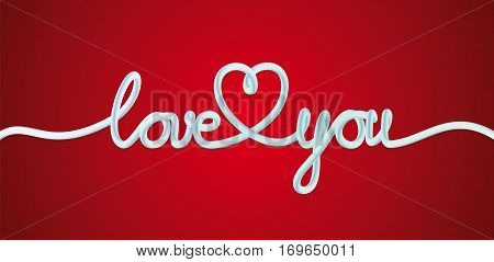 Love You Heart. Hand drawn Lettering Greeting Card
