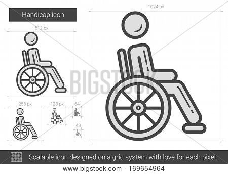 Handicap vector line icon isolated on white background. Handicap line icon for infographic, website or app. Scalable icon designed on a grid system.