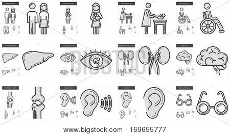 Medicine vector line icon set isolated on white background. Medicine line icon set for infographic, website or app. Scalable icon designed on a grid system.