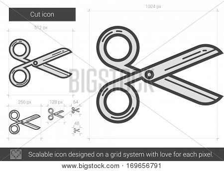 Cut vector line icon isolated on white background. Cut line icon for infographic, website or app. Scalable icon designed on a grid system.