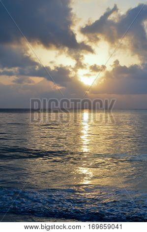 Ocean view at sunrise on Bamburi beach in Kenya