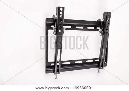 Black bracket for TV on a white background isolation