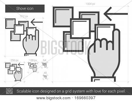 Shove vector line icon isolated on white background. Shove line icon for infographic, website or app. Scalable icon designed on a grid system.