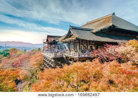 Kyoto, JAPAN-December 2: Tourist at Kiyomizu-dera Temple in Kyoto Japan on December 2,2015 Kiyomizu-dera was founded in the early Heian period.