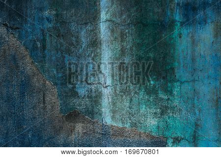 grunge wall background vintage style , green and blue colors .
