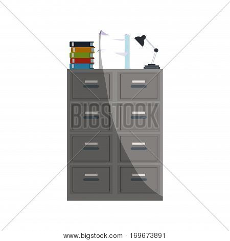 files cabinet icon over white background. colorful design. vector illustration