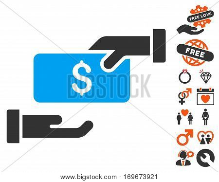 Bribe pictograph with bonus decoration pictograph collection. Vector illustration style is flat iconic symbols for web design app user interfaces.