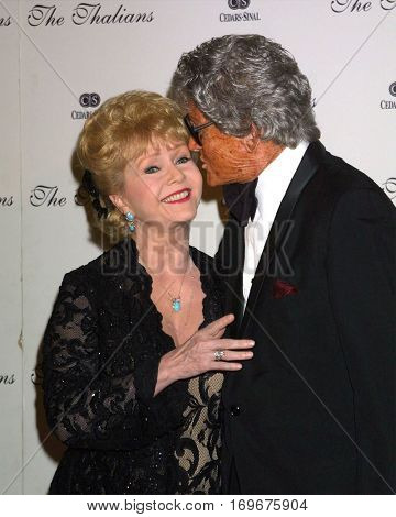 LOS ANGELES -OCT 11:  Debbie Reynolds, Gregg Juarez arrive at the Thalians Ball at the Century Plaza Hotel on October 11, 2003 in Century City, CA 