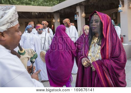 Muscat Oman February 4th 2017: omaniya in traditional dress