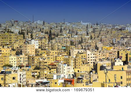 JORDAN, AMMAN - 12 JANUARY 2017: Panorama of Amman, Jordan's capital: JANUARY 12, 2017 in Jordan. Amman
